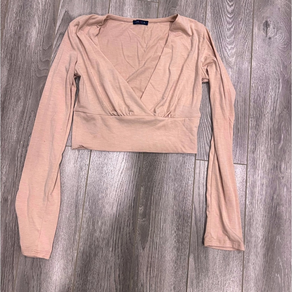 Urban planet tan long sleeve crop top